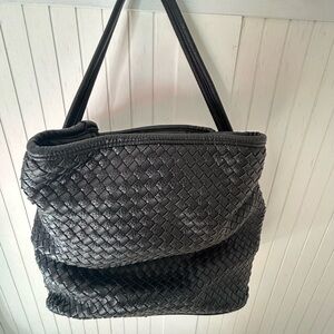 Elegant Black Woven Tote Bag